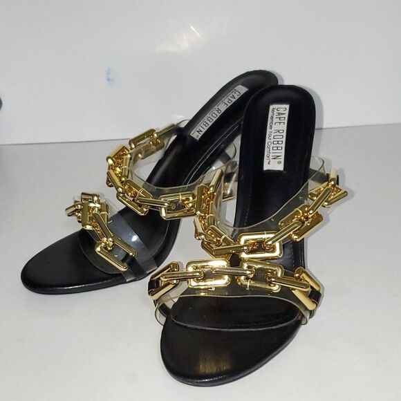 Cape Robbin Women's Heels Boho Gold Tone Chain Detail Almond Toe Slip On Size 11 - Picture 3 of 13